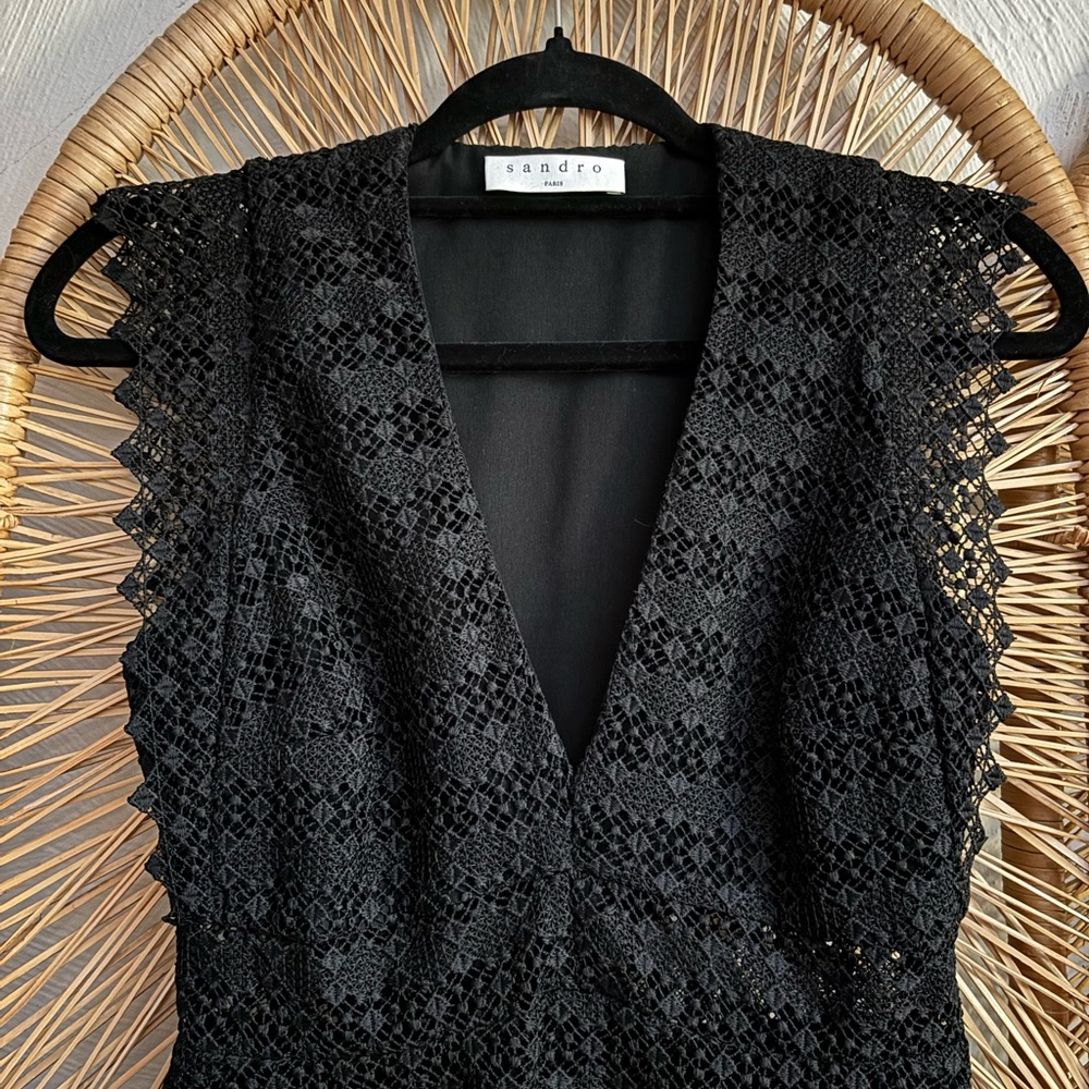 Sandro Lindsey Black Crochet Dress - Picture 3 of 5